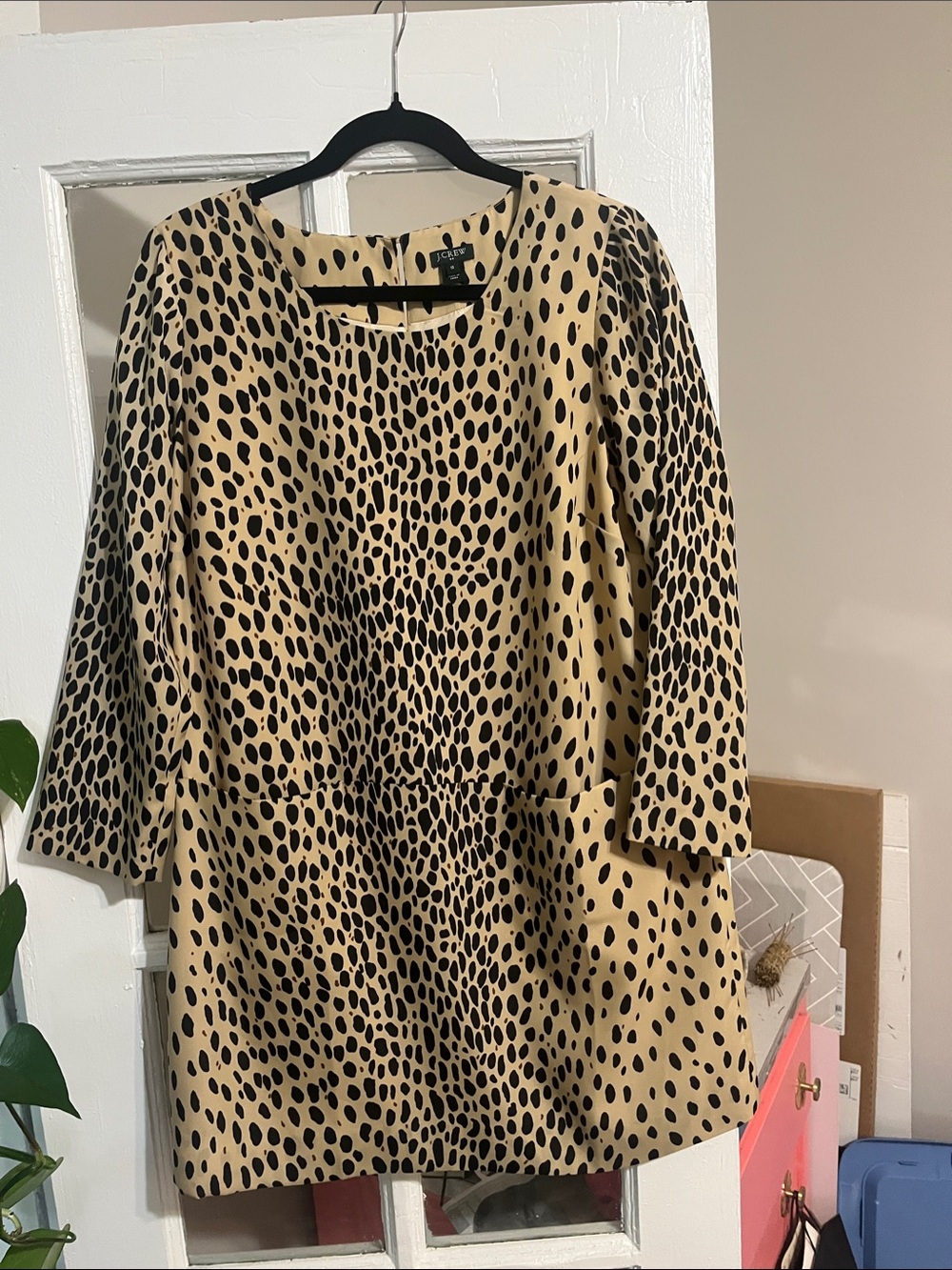 J Crew Jules Leopard Print Beige & Black Tunic Dress